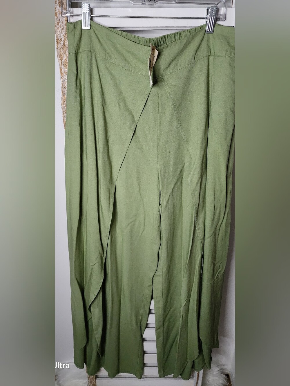 Olive Green Wrap-Style Pants